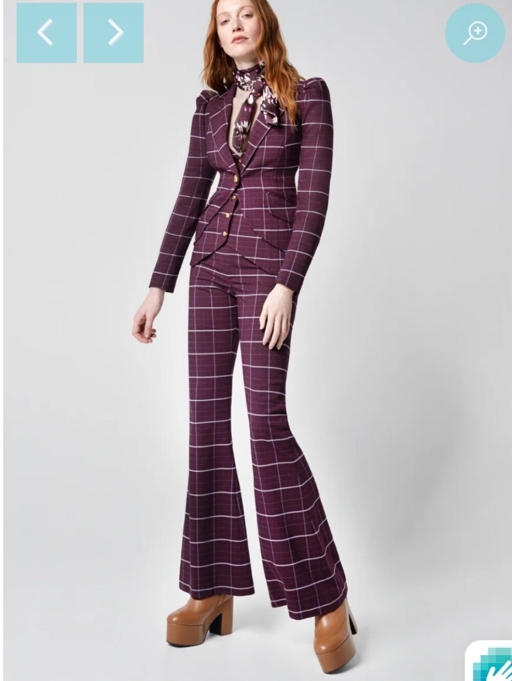 Smythe Plum Windowpane Blazer Vest And Pant Size US 2 Set Nwot